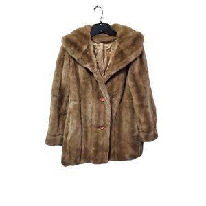 Dubrowsky & Joseph Tissavel France Light Brown Faux Button Up Fur Coat